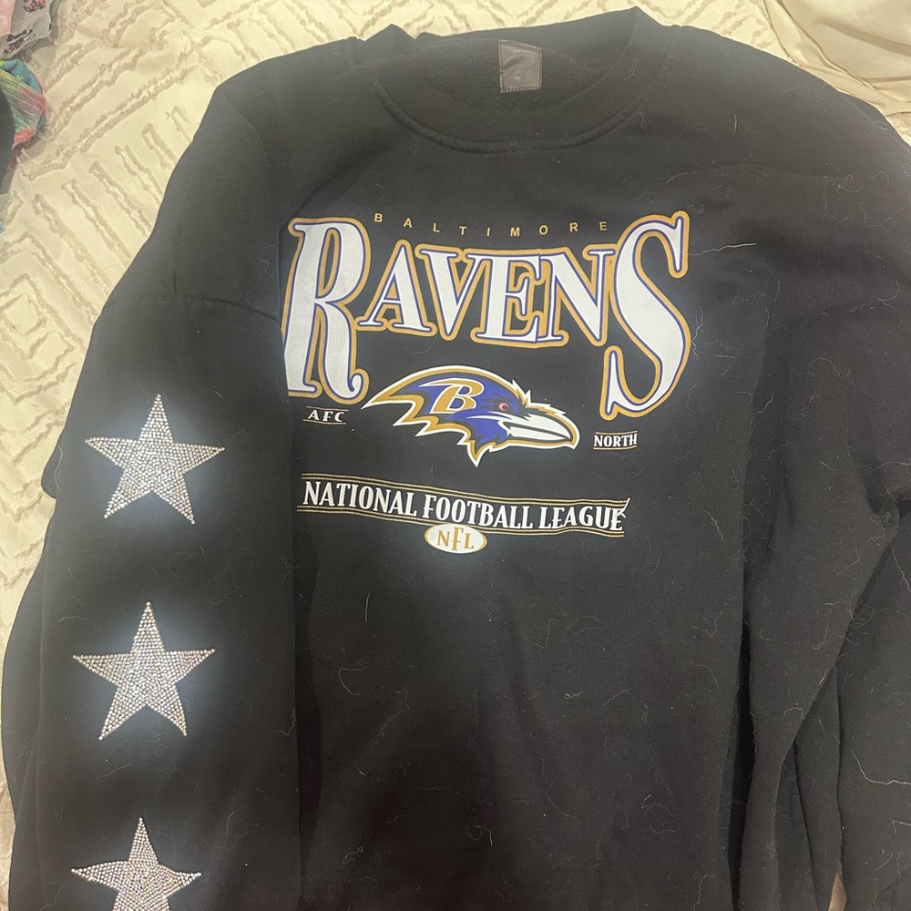 NFL Ravens Black Crew Neck Sweater